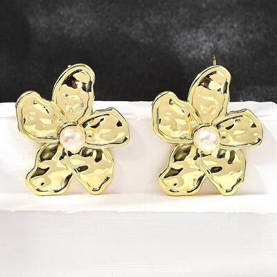 Flower Brass Stud Earrings