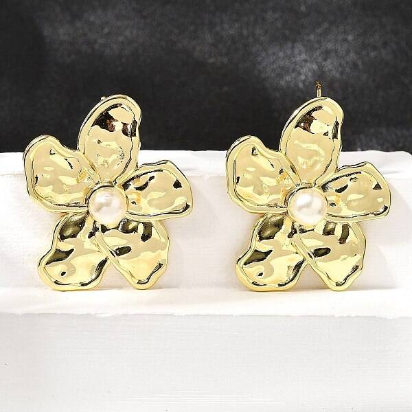 Flower Brass Stud Earrings