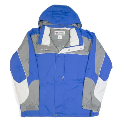 COLUMBIA Mens Jacket Blue Nylon Hooded XL