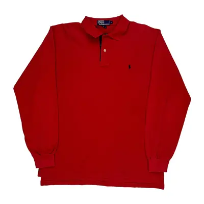 Polo By Ralph Lauren Long Sleeve Polo Shirt - Large Red Cotton | Size: large