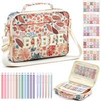Pretty Bible Bag for Women, 12x9x2.5In Large Chenille Letter Bible Cover Waterproof PU Leather Church Bible Bag with Tabs Col...
