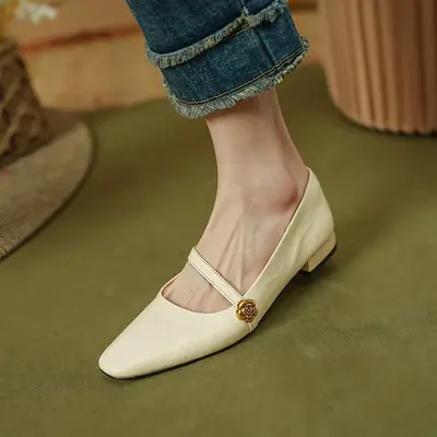 CHIKO Aileen Square Toe Block Heels Mary Jane Flats