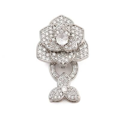 Brass Micro Pave Clear Cubic Zirconia Fold Over Clasps