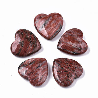 Natural Red Sesame Jasper Heart Love Stone