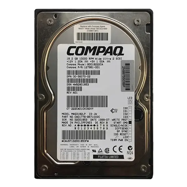 127981-001 HP 18.2GB Ultra-320 SCSI 10000 3.5-inch Hard Drive