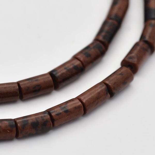 Column Natural Mahogany Obsidian Beads Strands