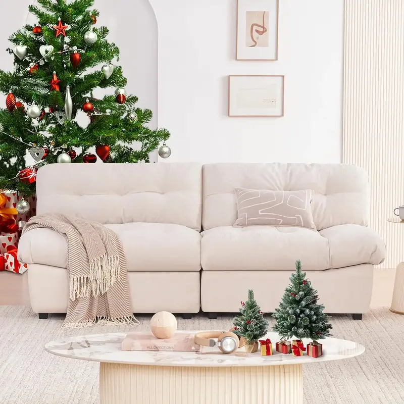 【2 Packages Shipping】80 Chenille Cloud Deep Seat Sofas for Living Room, Modern Sofa Couch for Small Spaces, Cozy Comfy ...