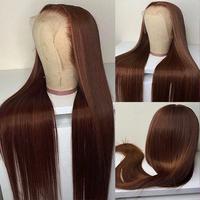 Bling Hair Chocolate Brown 13X6 13x4 Straight Lace Front Human Hair Wigs For Women PrePlucked With Baby Hair Brazilian Remy H...