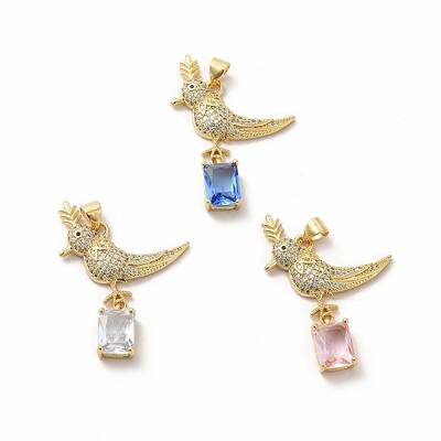 Brass Micro Pave Cubic Zirconia Pendants