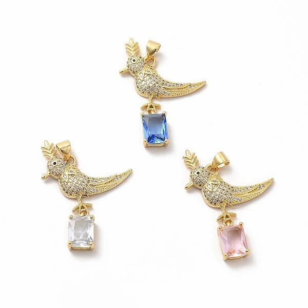 Brass Micro Pave Cubic Zirconia Pendants