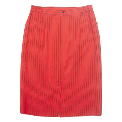 Womens Pencil Skirt Red Midi Striped L