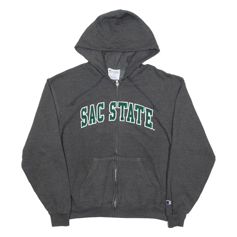 CHAMPION Sacramento State Mens Grey Hoodie Full Zip USA M