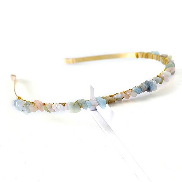 Natural Morganite Hair Bands