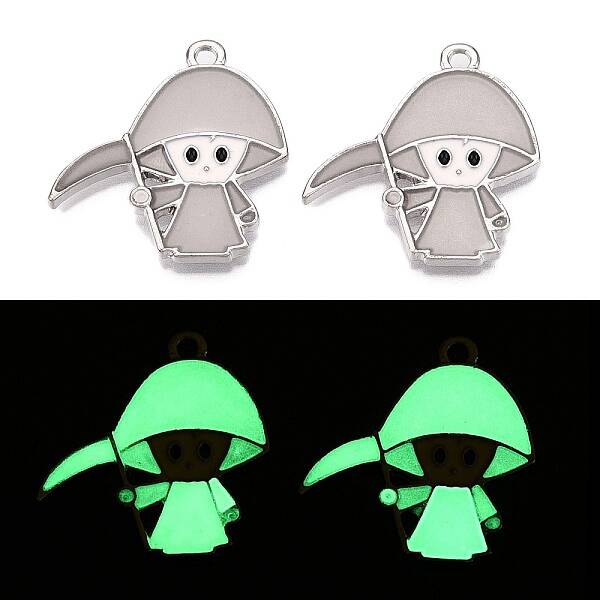 Halloween Theme Rack Plating Luminous Alloy Enamel Pendants
