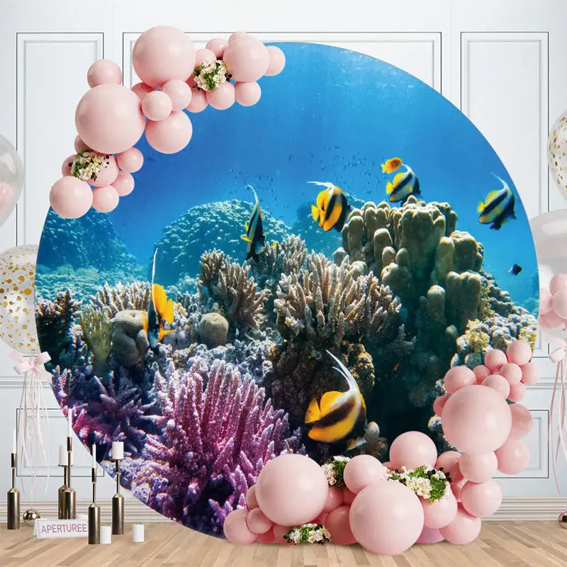 Fish Coral Under The Sea World Circle Backdrop - Aperturee