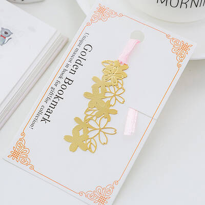 Metal Sakura Bookmarks with Pink Ribbon