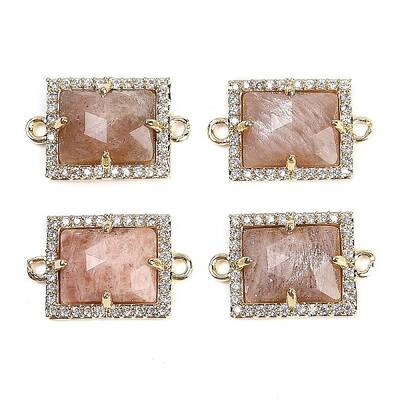 Natural Sunstone Faceted Rectangle Links