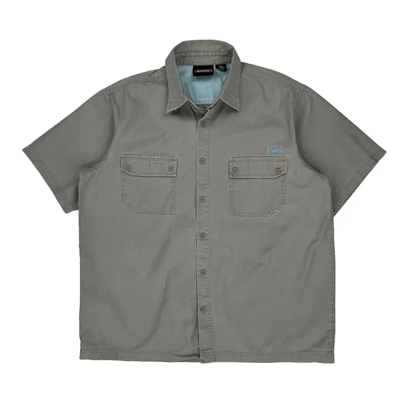Dickies Short Sleeve Shirt - XL Grey Cotton