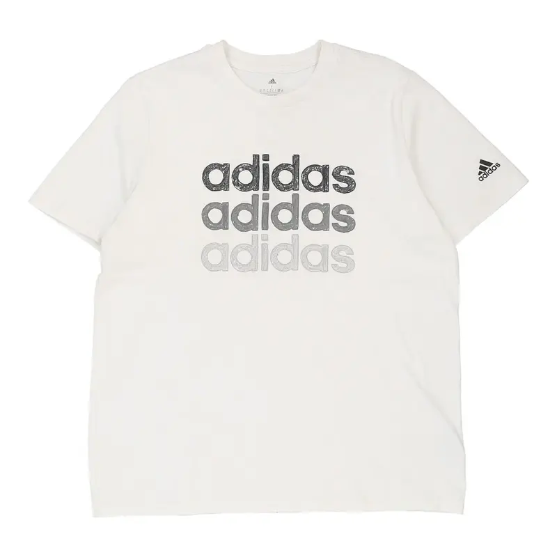 Adidas Spellout T-Shirt - Large White Cotton