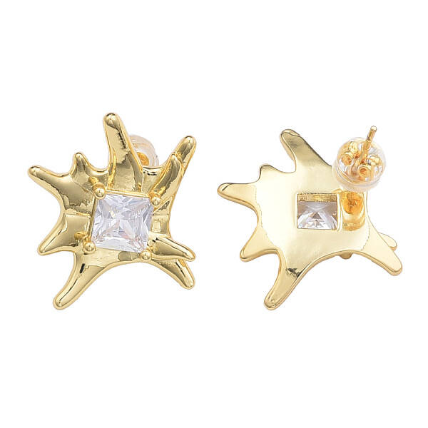 Cubic Zirconia Flower Stud Earrings