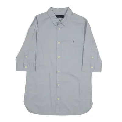 ALL SAINTS Plain Shirt Grey Short Sleeve Mens S