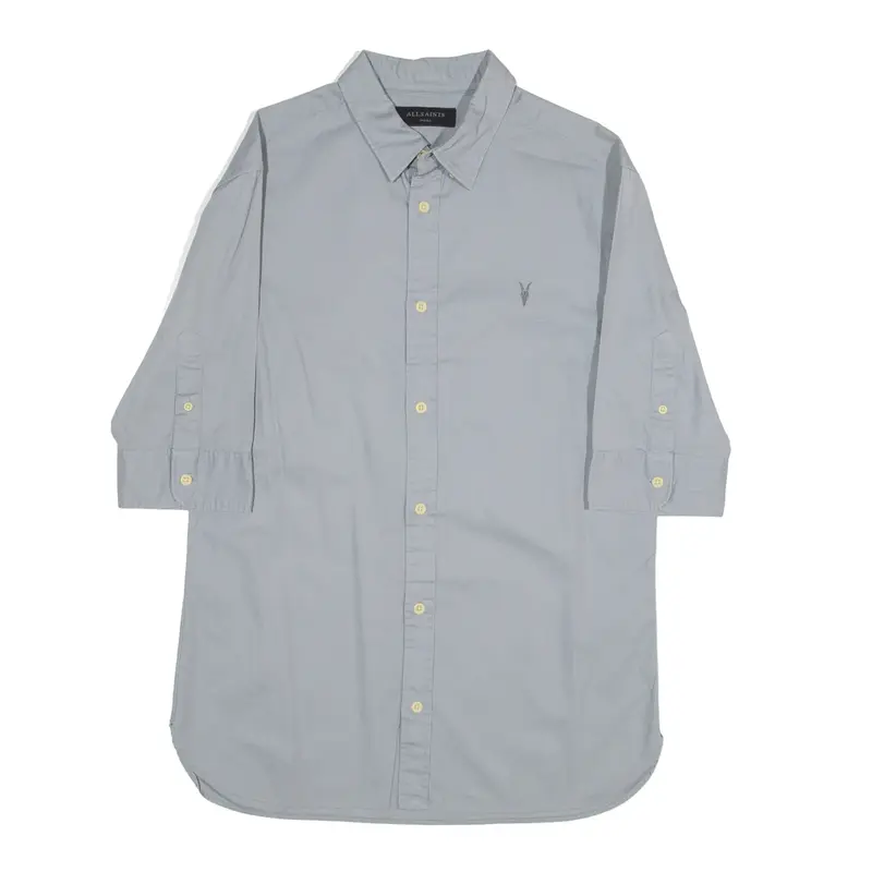 ALL SAINTS Plain Shirt Grey Short Sleeve Mens S