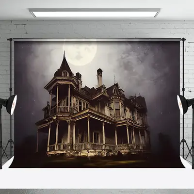 Aperturee Horror Night Spooky Dark Castle Halloween Backdrop - Aperturee