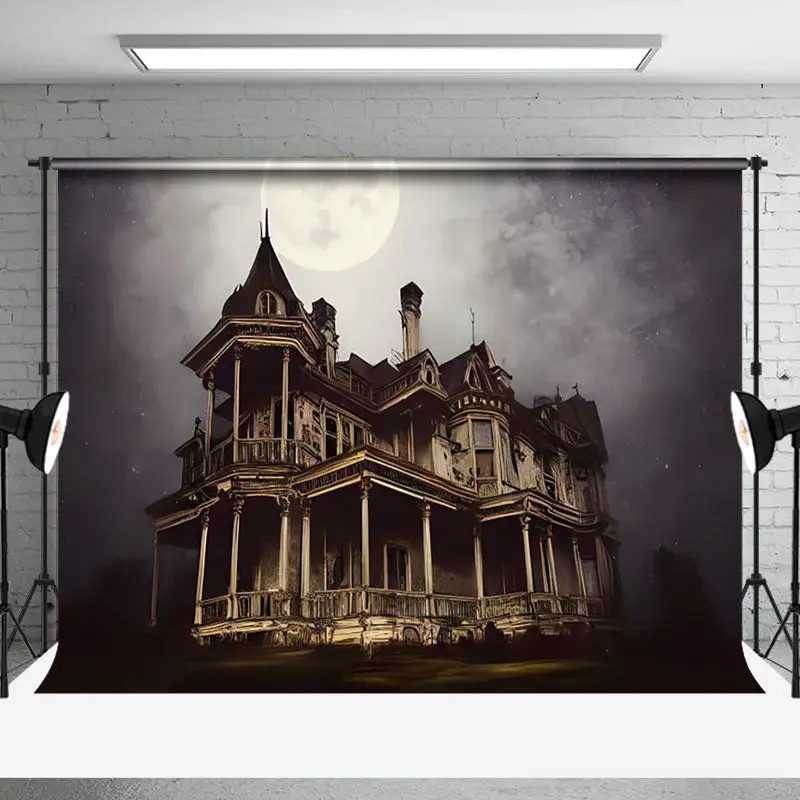 Aperturee Horror Night Spooky Dark Castle Halloween Backdrop - Aperturee