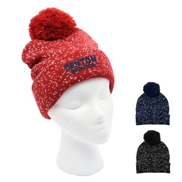 48 Custom Speckled Pom Beanie With Cuff - Acrylic