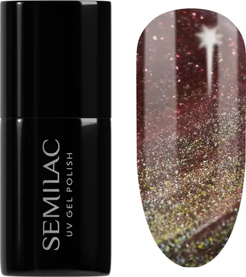 Semilac UV Hybrid Galaxy Flash UV/LED Lamp Gel Nail Polish Color 824 Digital Red 7ml