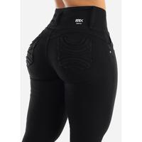 MX JEANS Black Butt Lifting Mid Rise Skinny Jeans with Pockets