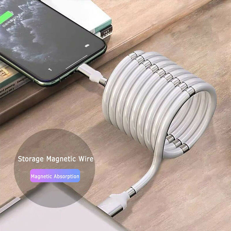 Magnetic Fast Charging Cable For Type-c Retractable Magic Rope Magnetic Absorption Data Cable TPE Easy Storage