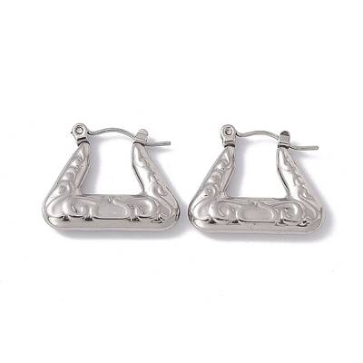 Non-Tarnish 304 Stainless Steel Trapezoid Hoop Earrings for Women