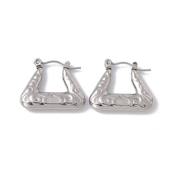 Non-Tarnish 304 Stainless Steel Trapezoid Hoop Earrings for Women