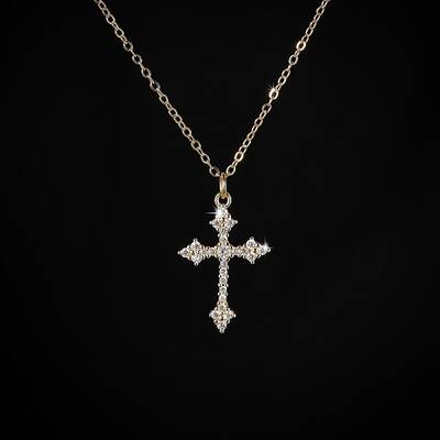 Cubic Zirconia Cross Pendant Necklace