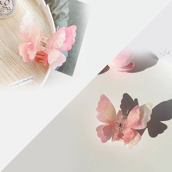 Double Layered Butterfly Acrylic Claw Hair Clips