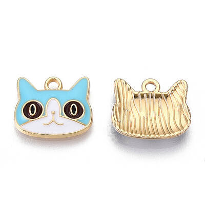 Light Gold Plated Alloy Kitten Pendants