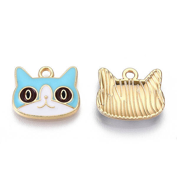 Light Gold Plated Alloy Kitten Pendants