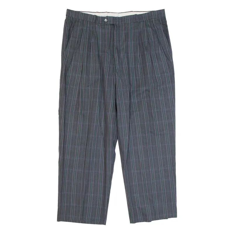 CREATION Plaid Formal Suit Mens Trousers Blue Straight 90s W36 L26