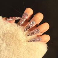 Neineichic Regular 10Pcs Pure Handmade Press On Nails Strong Reusable Short Length Mid Length Nails Art with Sparkling Design...
