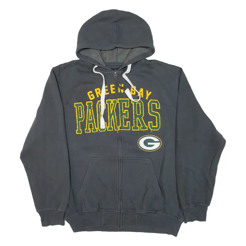NFL Green Bay Packers Mens Grey Hoodie Full Zip USA XL