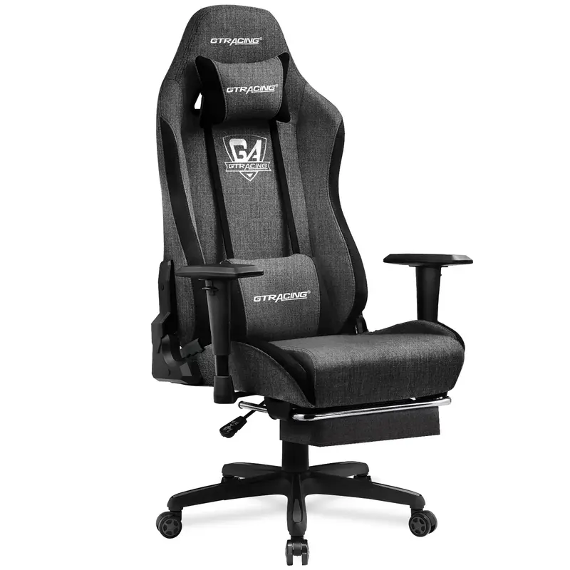 GTRACING Fabric Gaming Chair,  Computer Office Chair with Adjust Armrests and Footrest,Ergonomic Racing Style Reclining Compu...