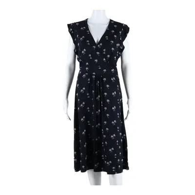 HOBBS Palm Tree Design Womens A-Line Dress Blue Sleeveless Long UK 12