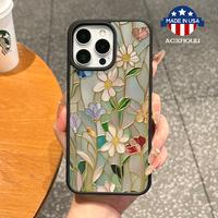 Premium Magnetic Case for iPhone11/12/13/14/15/16/promax Stained glass flowers MagSafe Ready,Anti-Fall,Ultra-Thin Design|Perf...