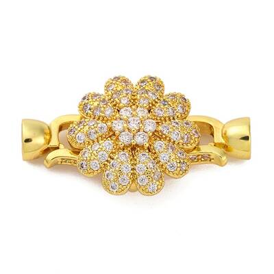 Brass Micro Pave Cubic Zirconia Fold Over Clasps