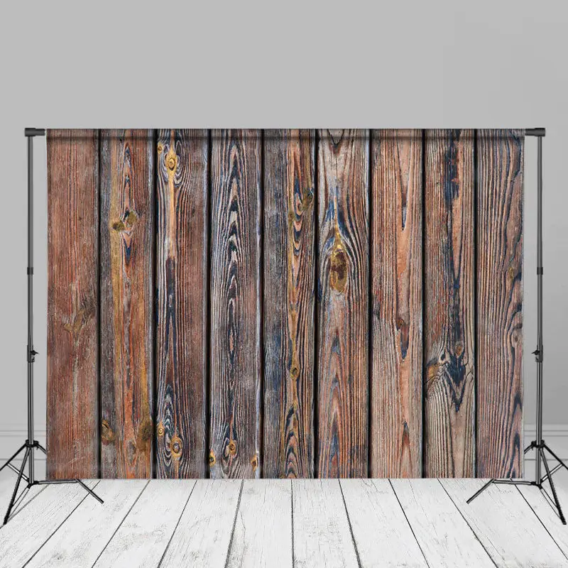 Dark Brown Vertical Wood Grain Portrait Backdrop - Aperturee