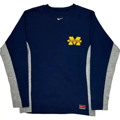 Age 15 Nike Michigan Long Sleeve Sweatshirt - XL - Navy Cotton