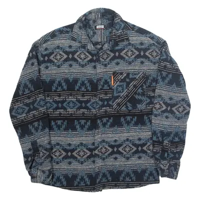 PLUSH POSH Mens Flannel Shirt Black Striped Long Sleeve S