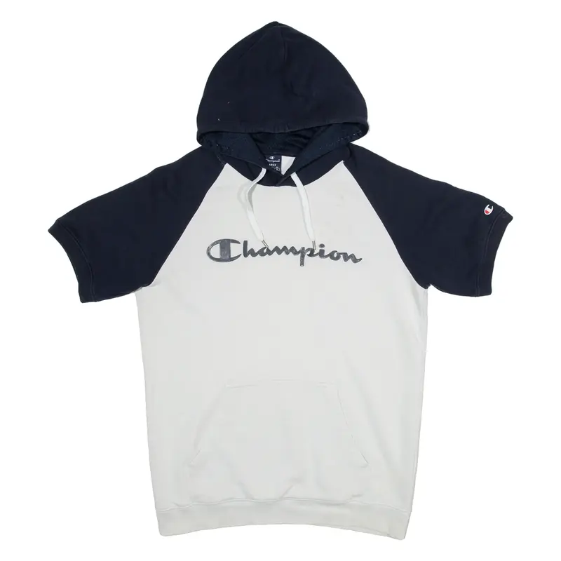 CHAMPION Short Sleeved Womens Blue Hoodie L