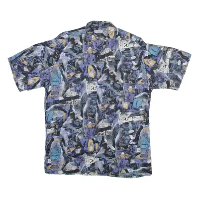 COLDOR Mens Shirt Purple Viscose Crazy Pattern L